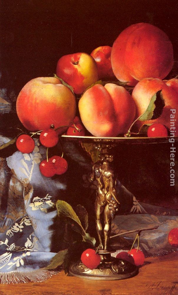 Blaise Alexandre Desgoffe A Still Life with Peaches, Plums and Cherries